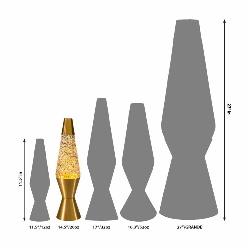14.5″ LAVA Lamp Rainbow Glitter – Clear/Gold - US 9786